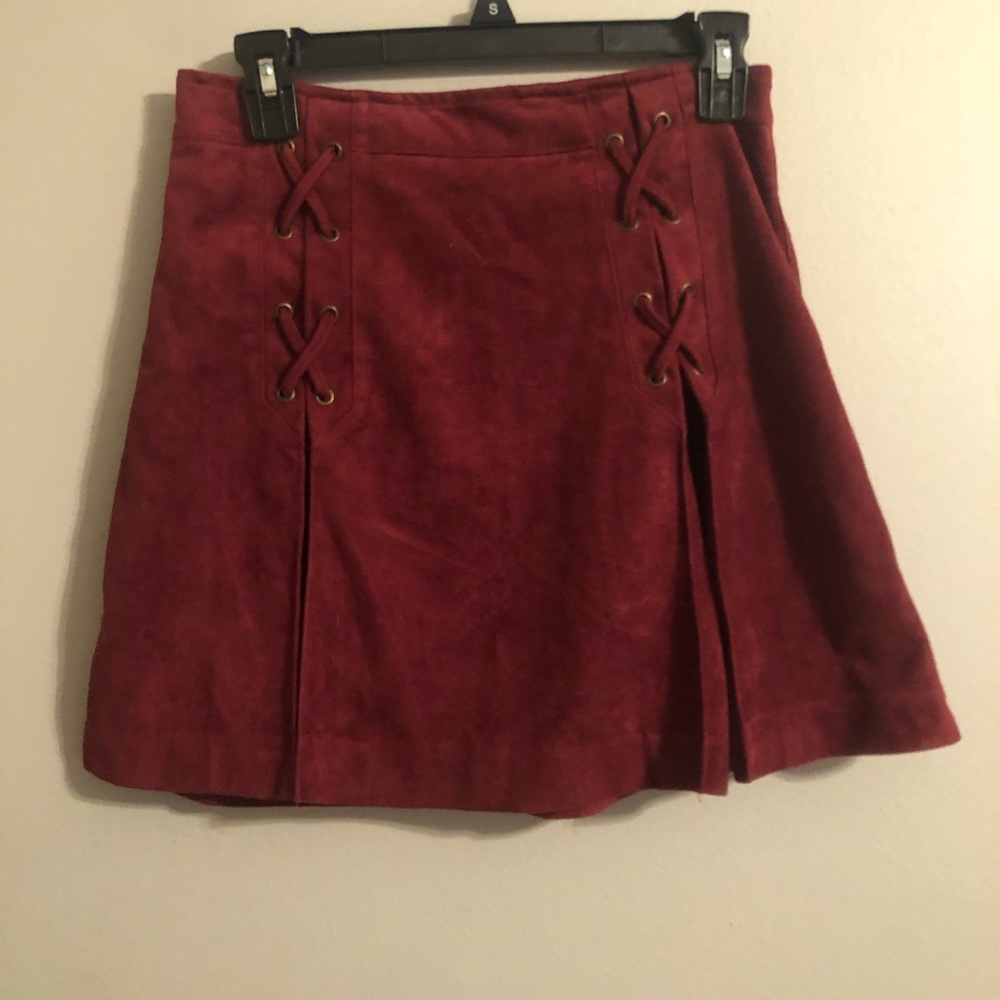 Suede she + sky burgundy skirt